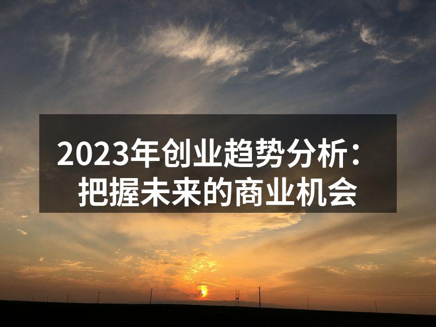 2023年创业趋势分析：把握未来的商业机会